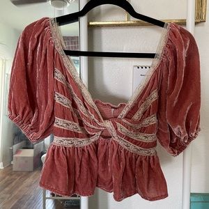 Free People Pink Peasant Blouse